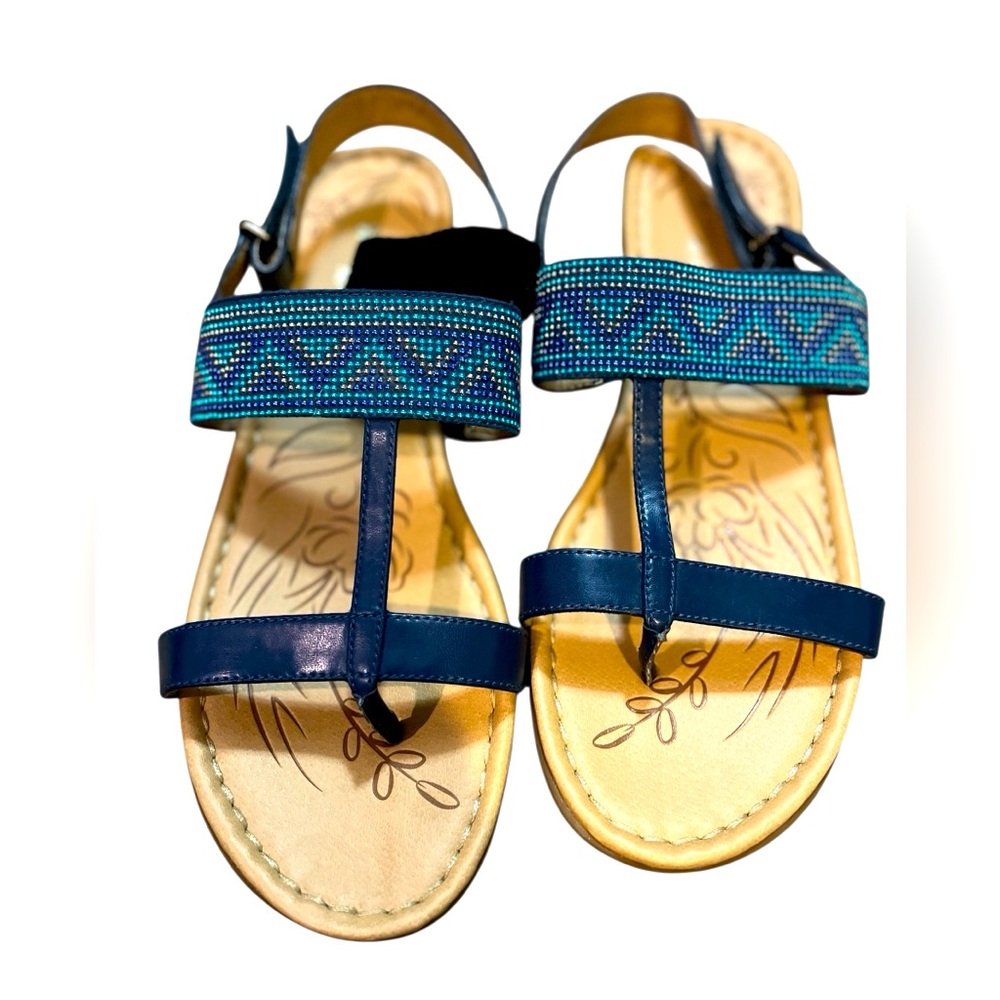 Naturalizer Blue Beaded Women's Sandals size 11M NWOT